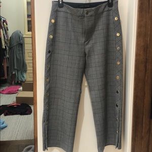 Zara Plaid Trousers with Snap Buttons
